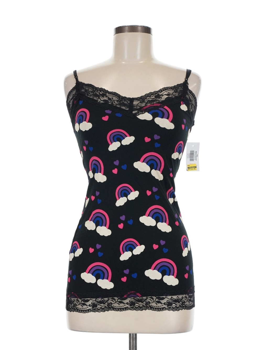 Black Rainbow Lace-Trim Cami Slip - Picture 5 of 16
